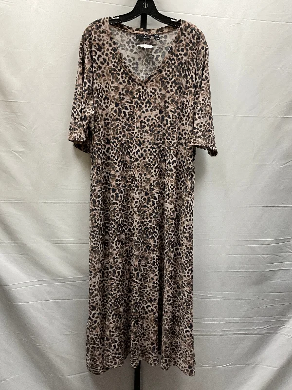 Animal Print Dress Casual Maxi Attitude, Size 3x