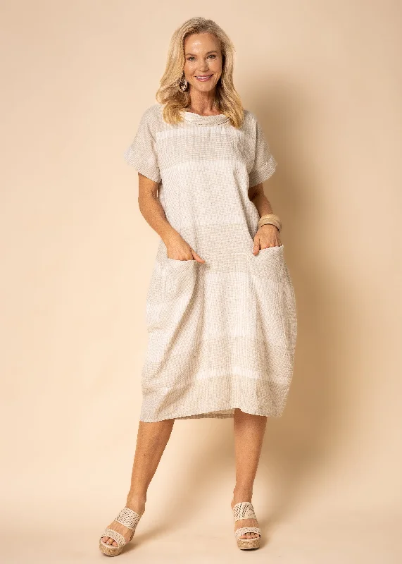 Bobbie Linen Blend Dress in Latte