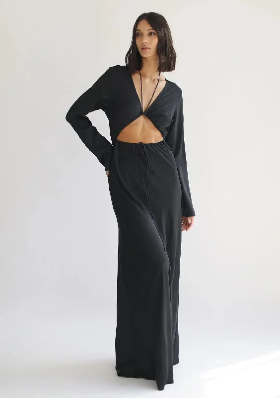 HERA MAXI DRESS - OYSTER BLACK