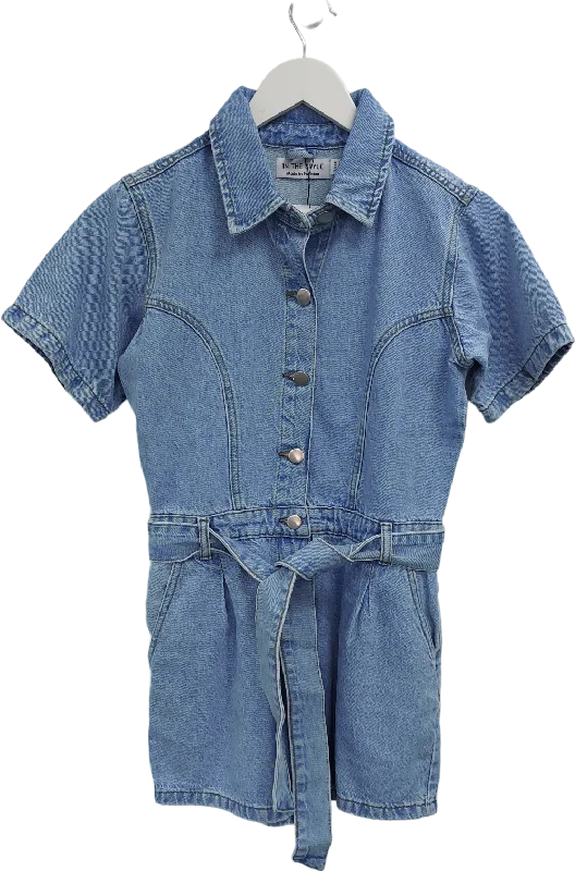 In The Style Blue Button Through Denim Playsuit UK 8