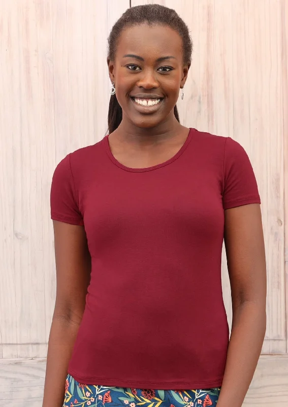 Scoop Neck T-Shirt Maroon