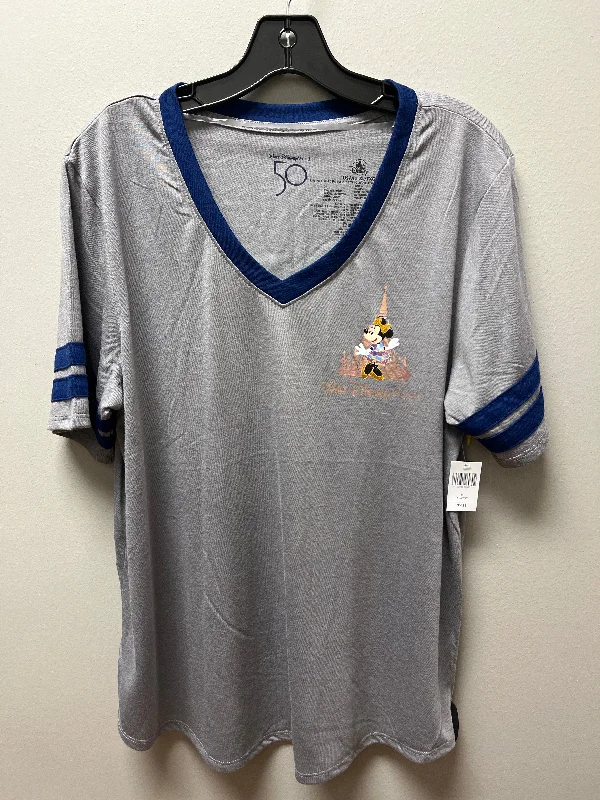 Top Short Sleeve By Walt Disney In Blue & Grey, Size: Xl