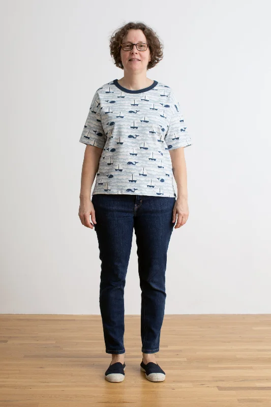 Women's Mia Top - Sailboats Ocean Blue & Navy