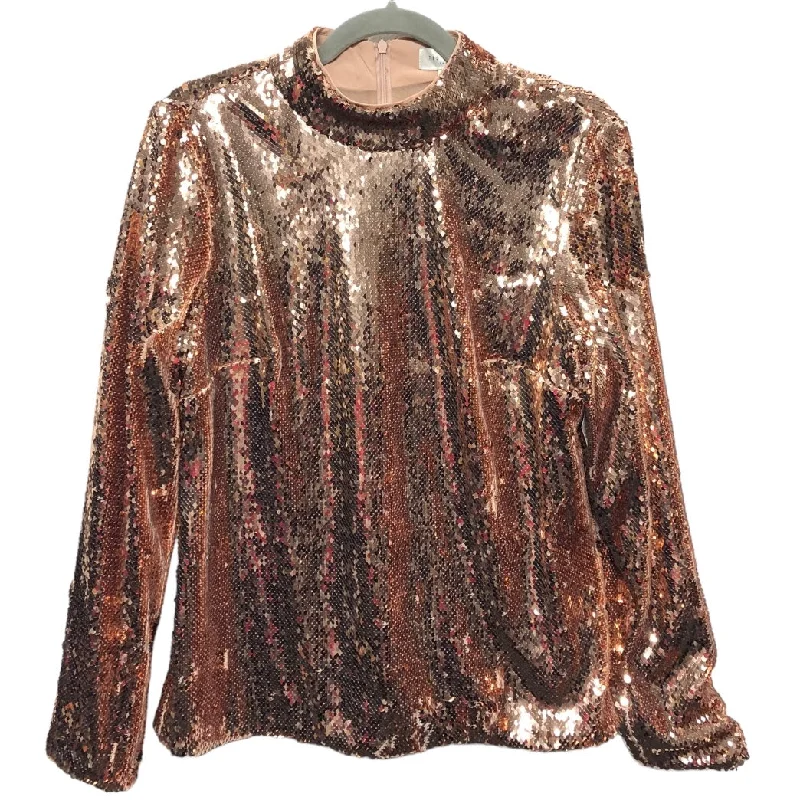 Blouse Long Sleeve By Ted Baker In Rose Gold, Size: 8