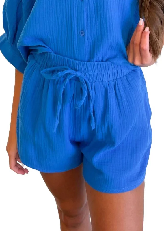 By The Pool Gauze Shorts In Blue