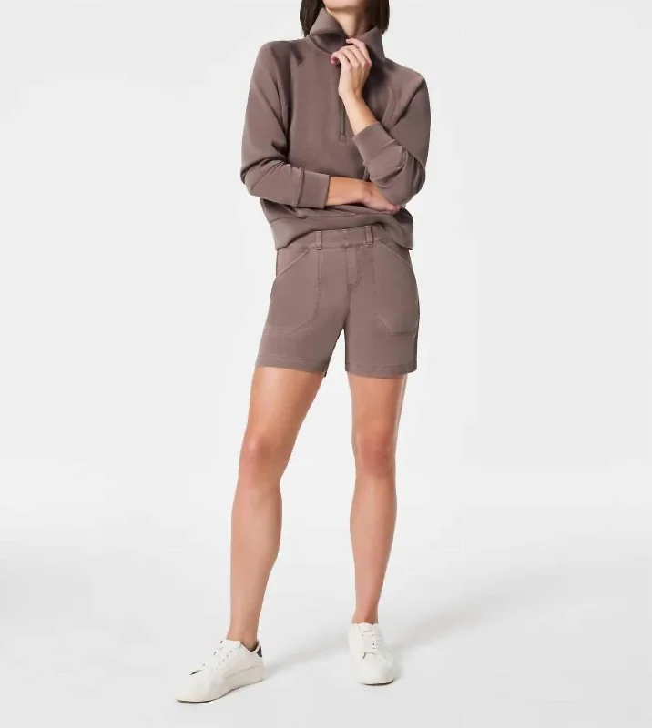 Stretch Twill Shorts In Smoke