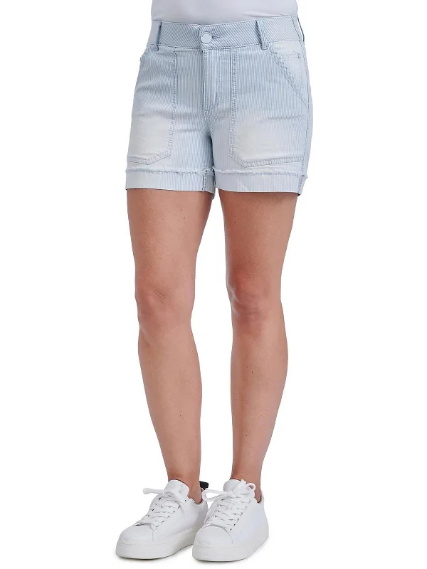 Womens High Rise Striped Casual Shorts