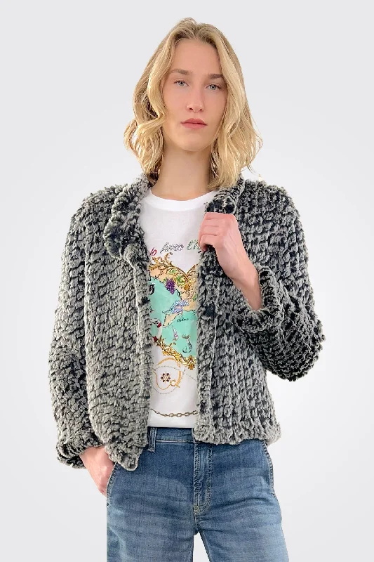 Aria Faux Fur Jacket - Pebble