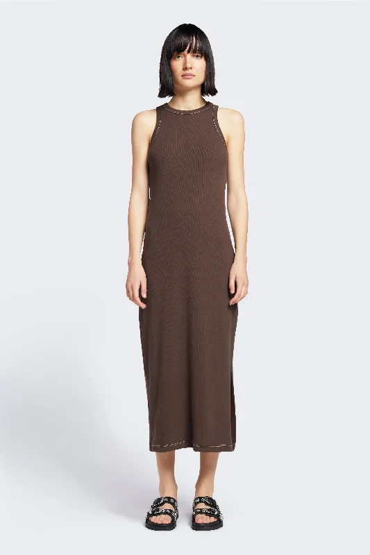 Spire Rib Dress Chocolate