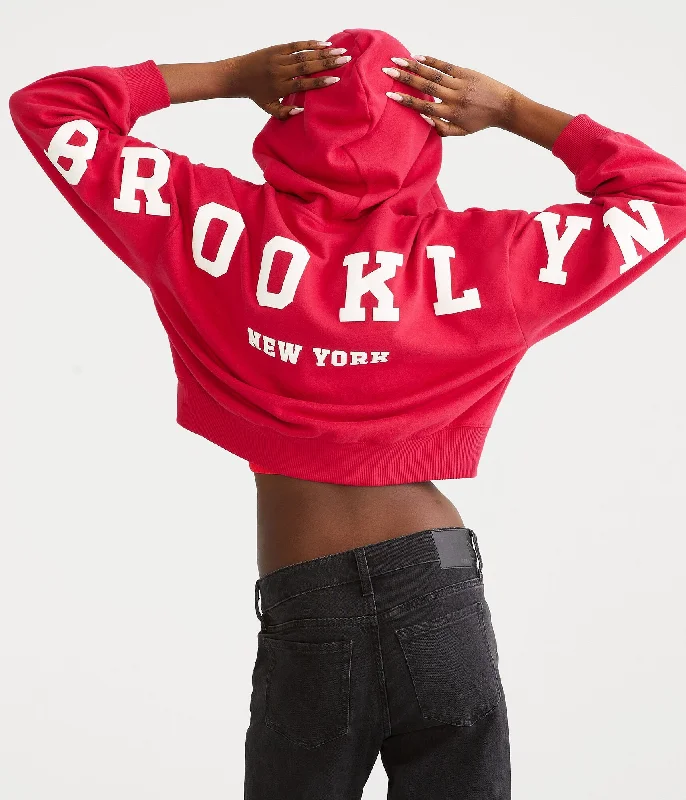 Aeropostale Brooklyn Oversized Cropped Full-Zip Hoodie