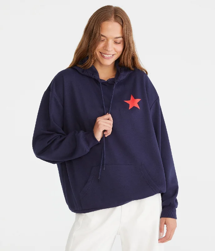 Aeropostale Red Star Oversized Pullover Hoodie