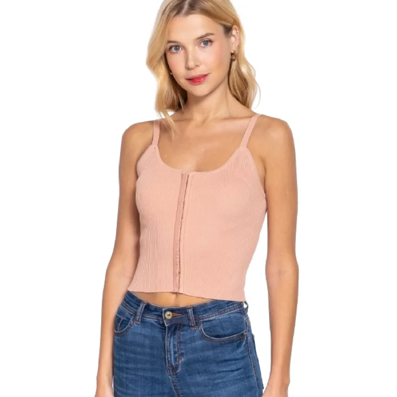 Front Closure With Hooks Sweater Cami Top