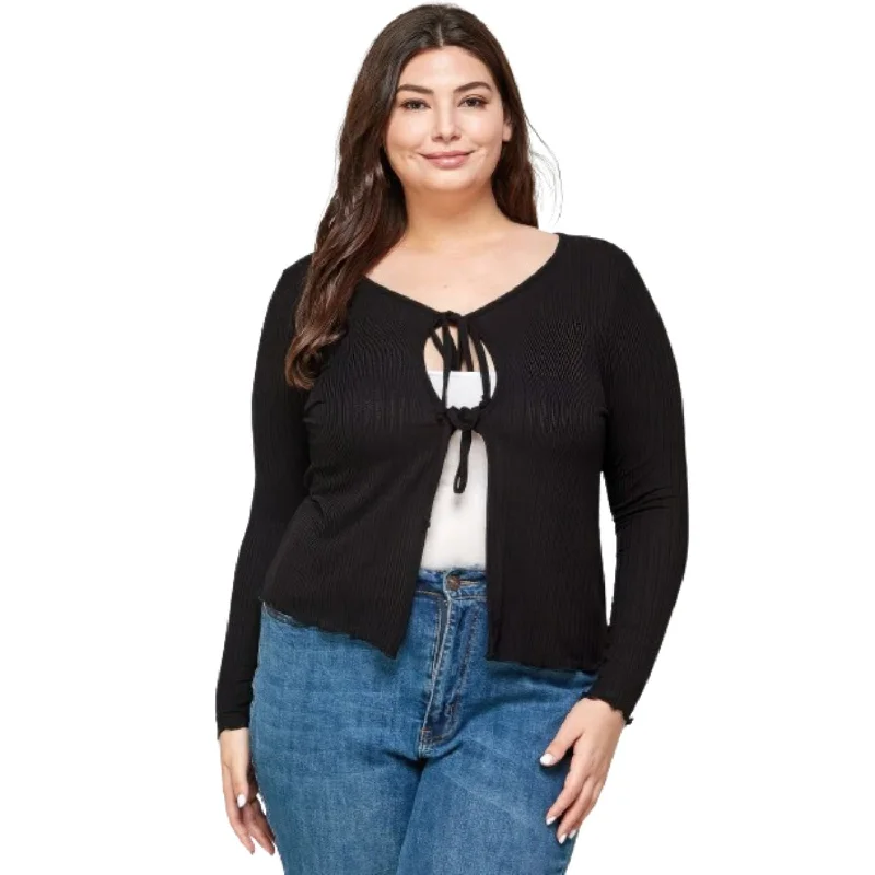 Solid Ribbed Pointelle Cardigan