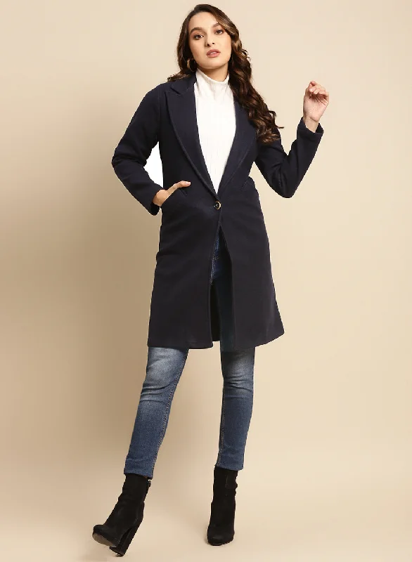 Blue Long Plain Coat