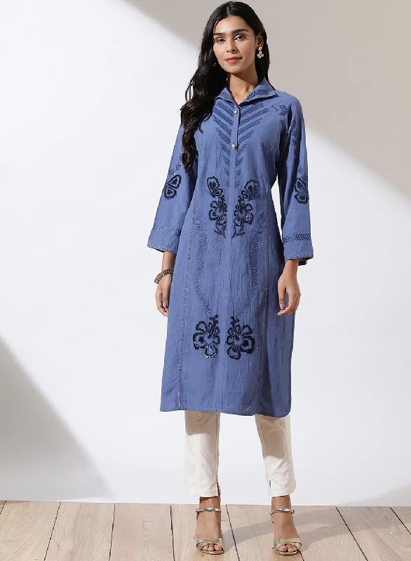 Blue Solid Kurta