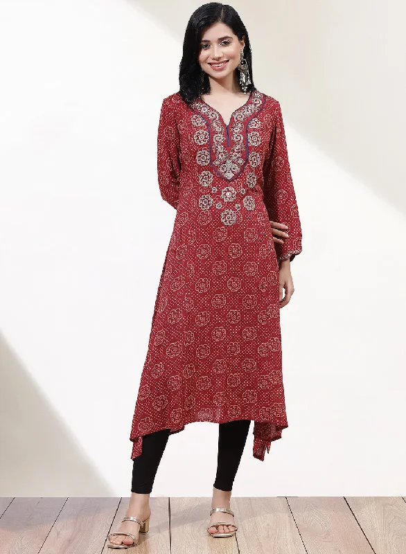 Maroon Dhaage Collection Kurta With Embroidery