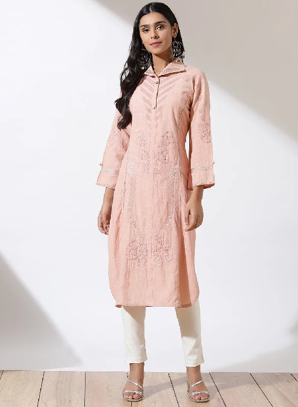 Pink Solid Kurta