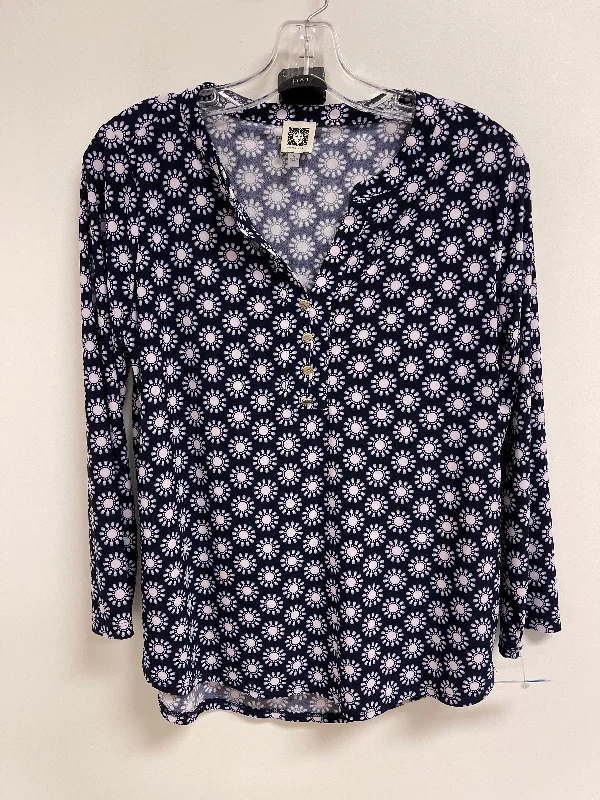 Top Long Sleeve By Anne Klein In Blue & Pink, Size: S