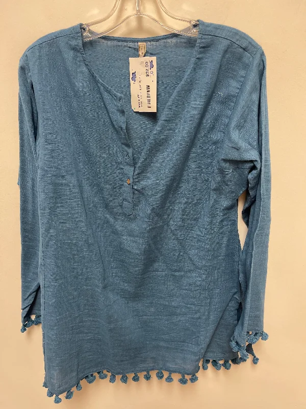 Tunic Long Sleeve By Clothes Mentor In Blue, Size: L