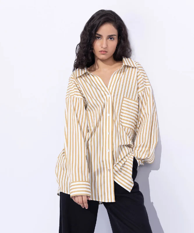 Oversized Striped Shirt With Pocket