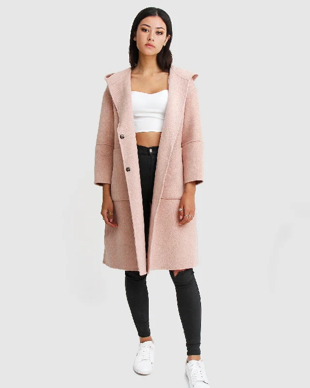 Walk This Way Wool Blend Oversized Coat - Blush Pink