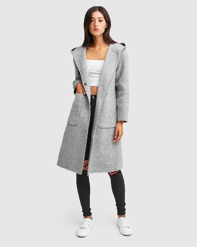 Walk This Way Wool Blend Oversized Coat - Grey