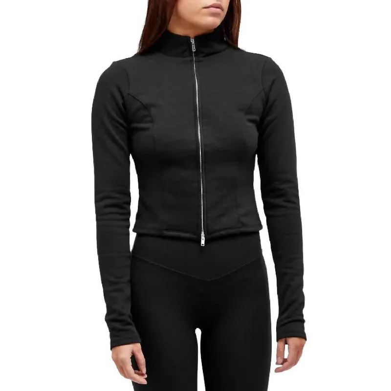 Compression Terry Mock Jacket In Black