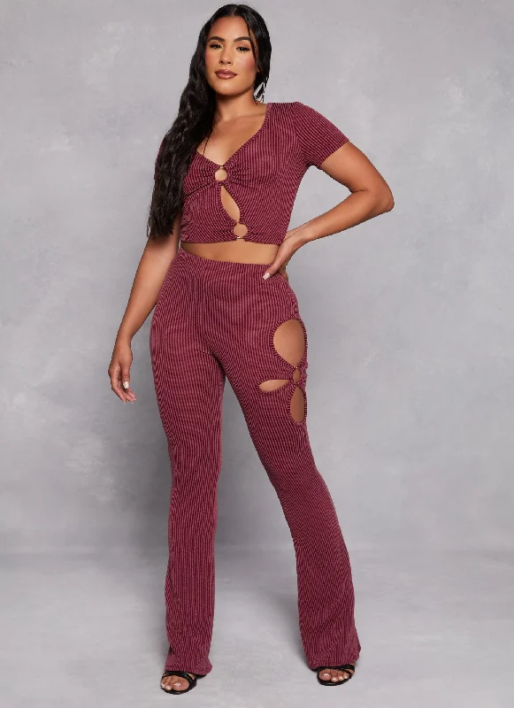 O Ring Side Cut Out High Waist Pants