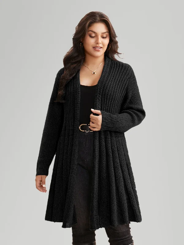 Plain Textured Kimono Collar Cardigan